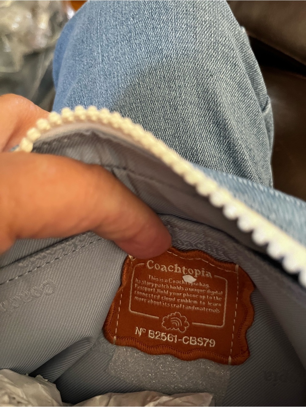Coachtopia Denim Cosmetic Case With Puffy Clouds - Picture 7 of 13
